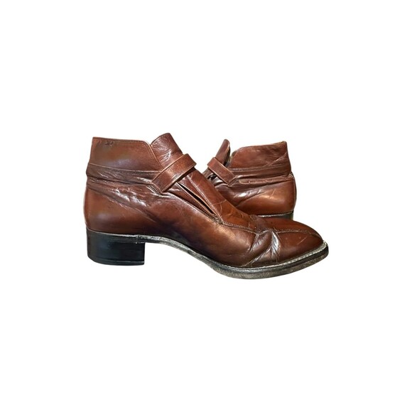 Vintage Florsheim Imperial 7.5 D Kangaroo Leather Brown Beatle Strap Ankle Boots main image 6